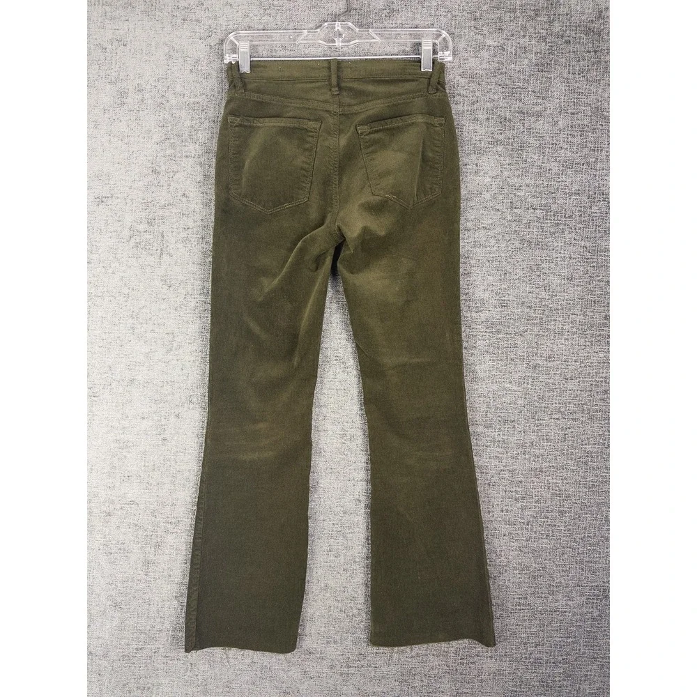 Frame‎ Le Crop Mini Boot Corduroy Jeans Womens 25 Green Solid Cut Off